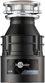 InSinkErator Triturador de lixo Badger 5, série padrão, alimentação contínua de 1/2 HP, preto