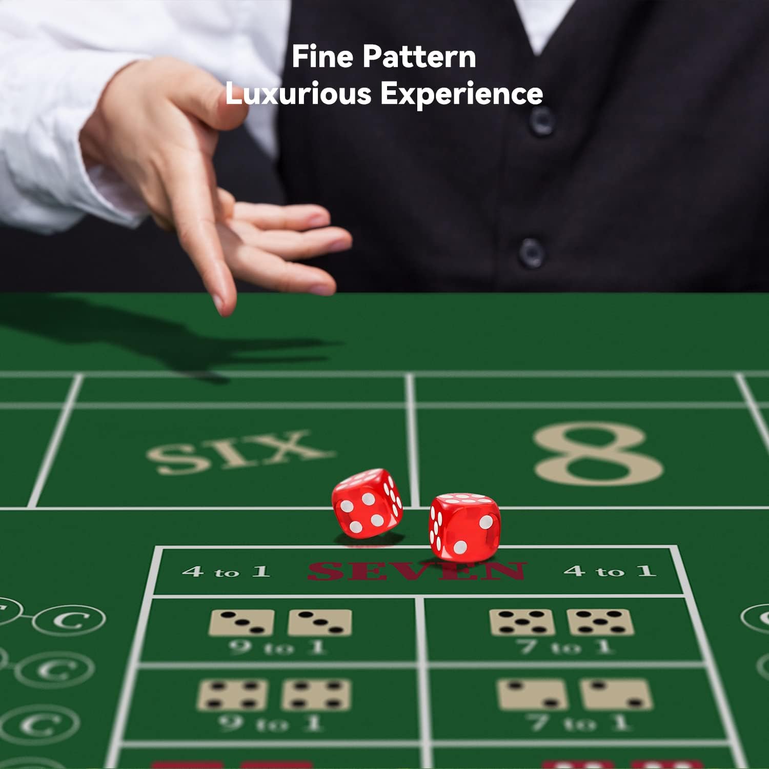 YUZPKRSI 70" x 35" Portable Professional Casino Craps Tabletop Layout Mat with Carrying Bag, Non-Slip Rubber Craps Dice Game Layout Table Top Cover for Parties, Home Entertainment, Game Night