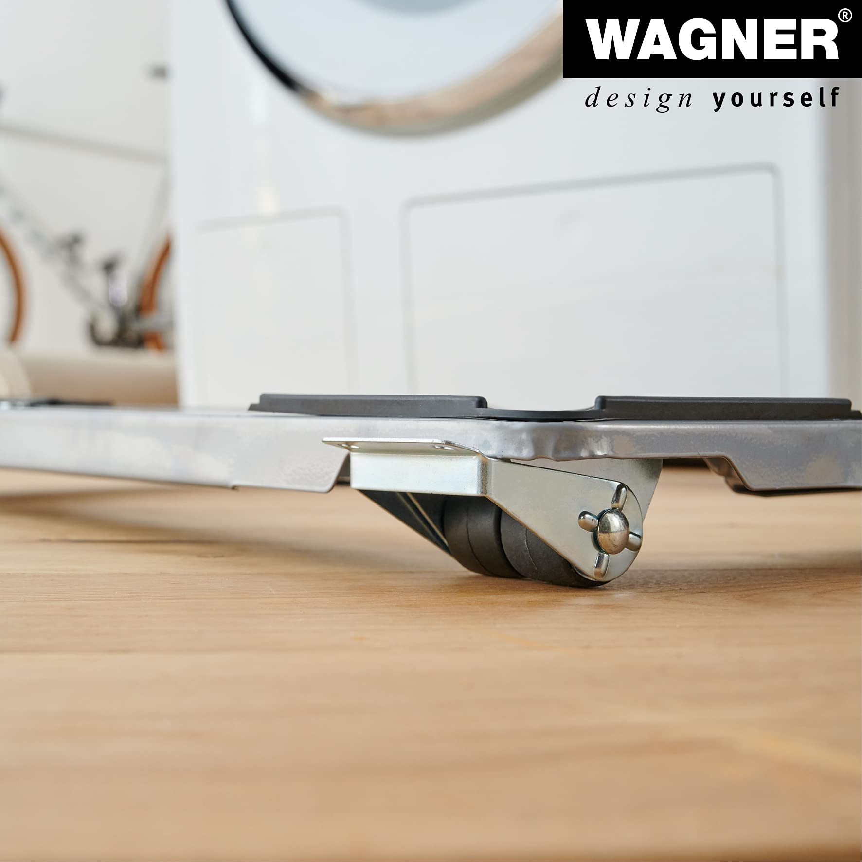 WAGNER Transportroller Transporthilfe 1195 I Industriestahl 46-66 x 5 cm, Tragkraft 220 kg I größenverstellbare ausziehbare Ladefläche I Umzug von Waschmaschine, Trockner, Herd I Möbelroller Bremsen | Stahl, Tragfähigkeit 220 kg, VE 2 Stk, Länge verstellb