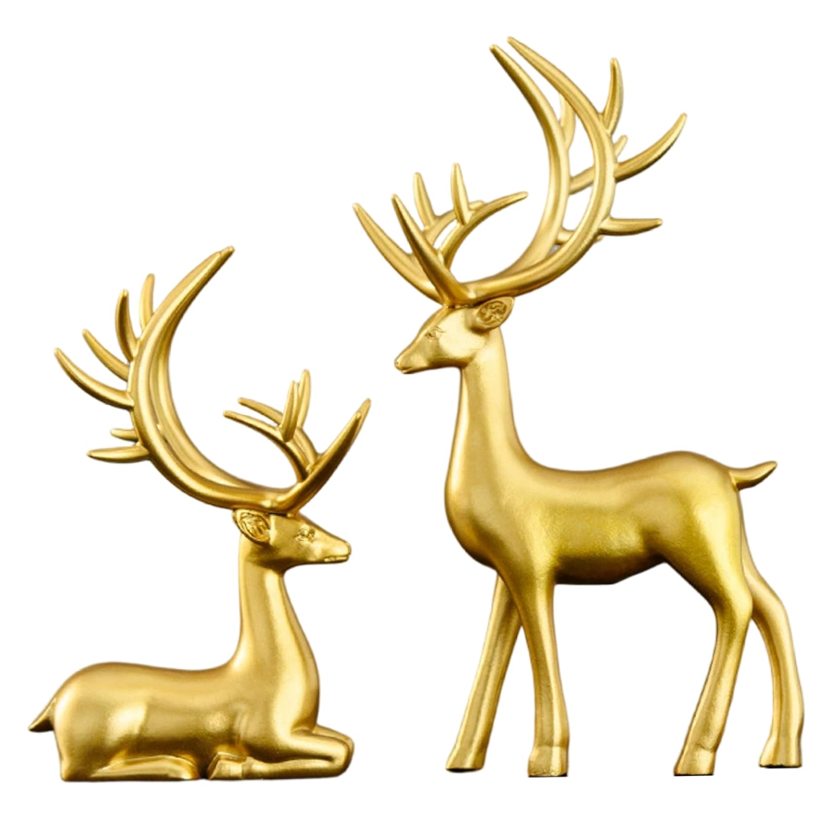 Figurine cerf doré porte-bonheur et renne de Noël pour décoration de table et salon