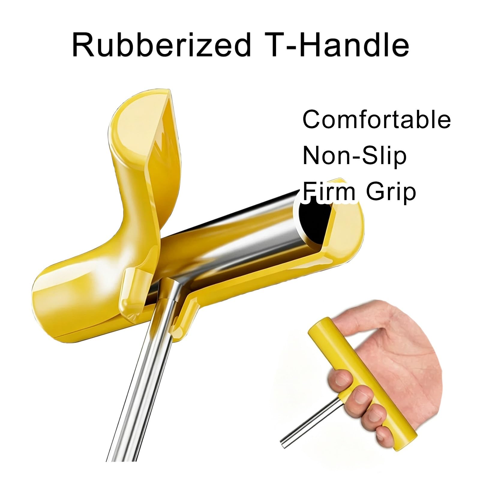 Gancho con Mango en T con Agarre de Goma de 12 mm (1/2 pulg.) | Removedor ergonómico de rejilla de drenaje con agarre en T, herramienta de palanca con extremo en T(4 pcs)