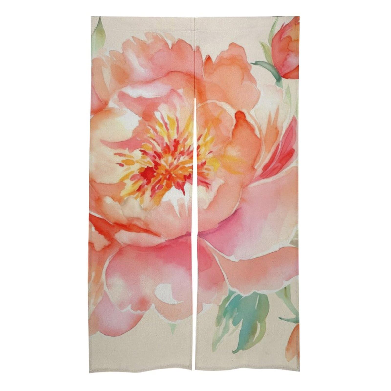 Rideaux occultants et thermiques contre le froid pour porte de salle de bain pivoine pêche