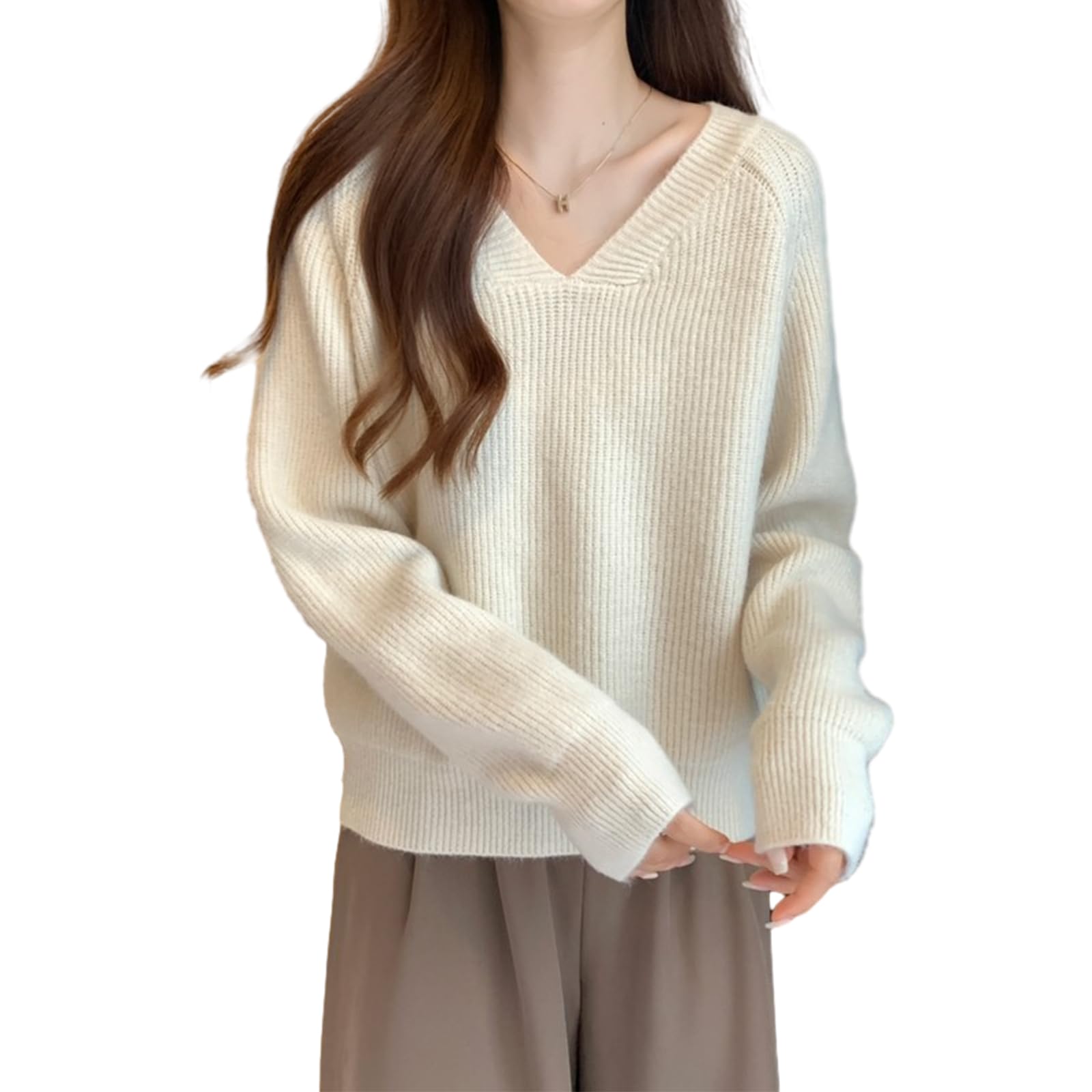 極美品PESERICO ペゼリコオフホワイトVネック ニット セーター 長袖