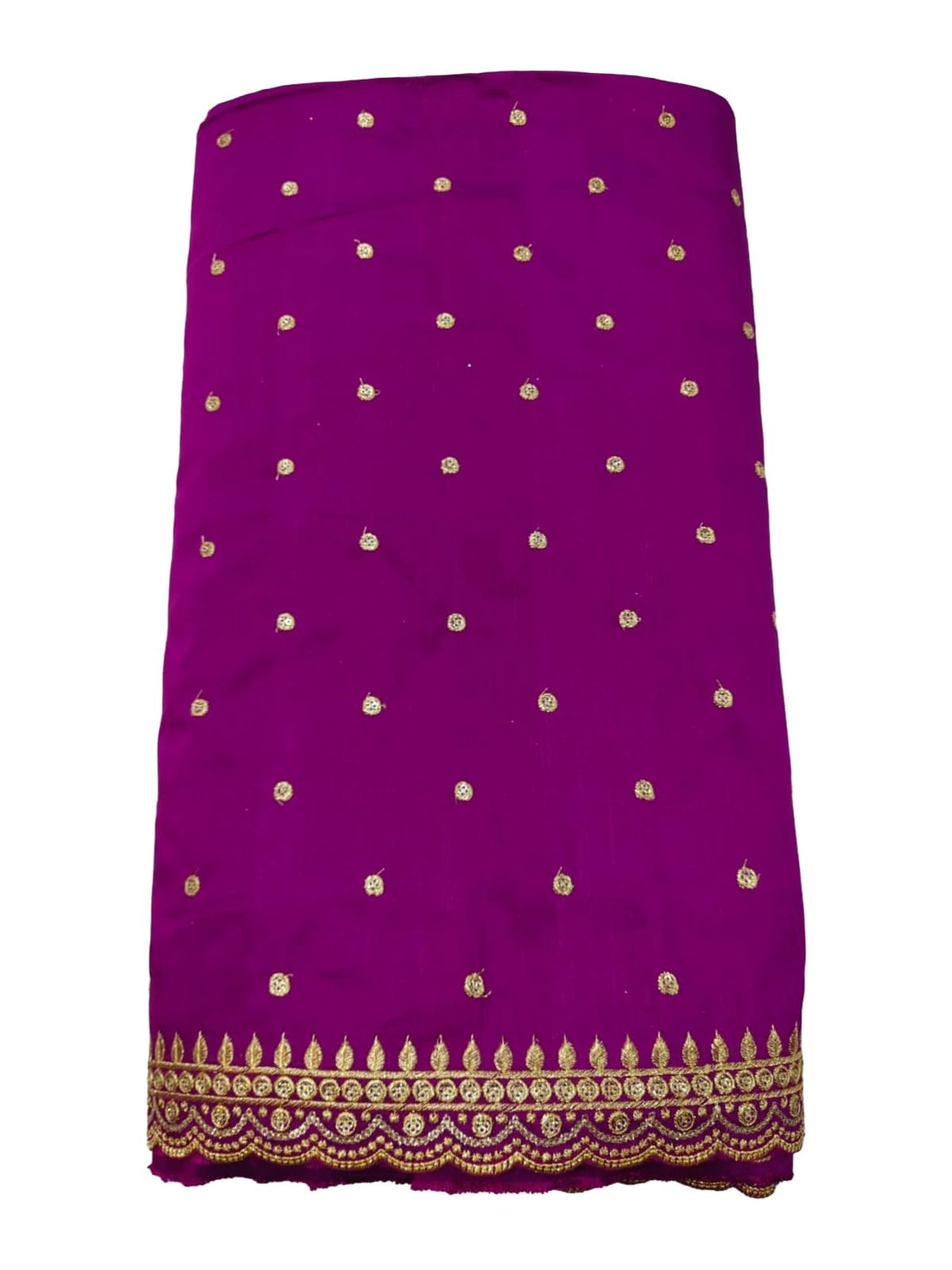 Dupion Silk Magenta Blouse Fabric with Gold Embroidery, 1 Meter-image-49