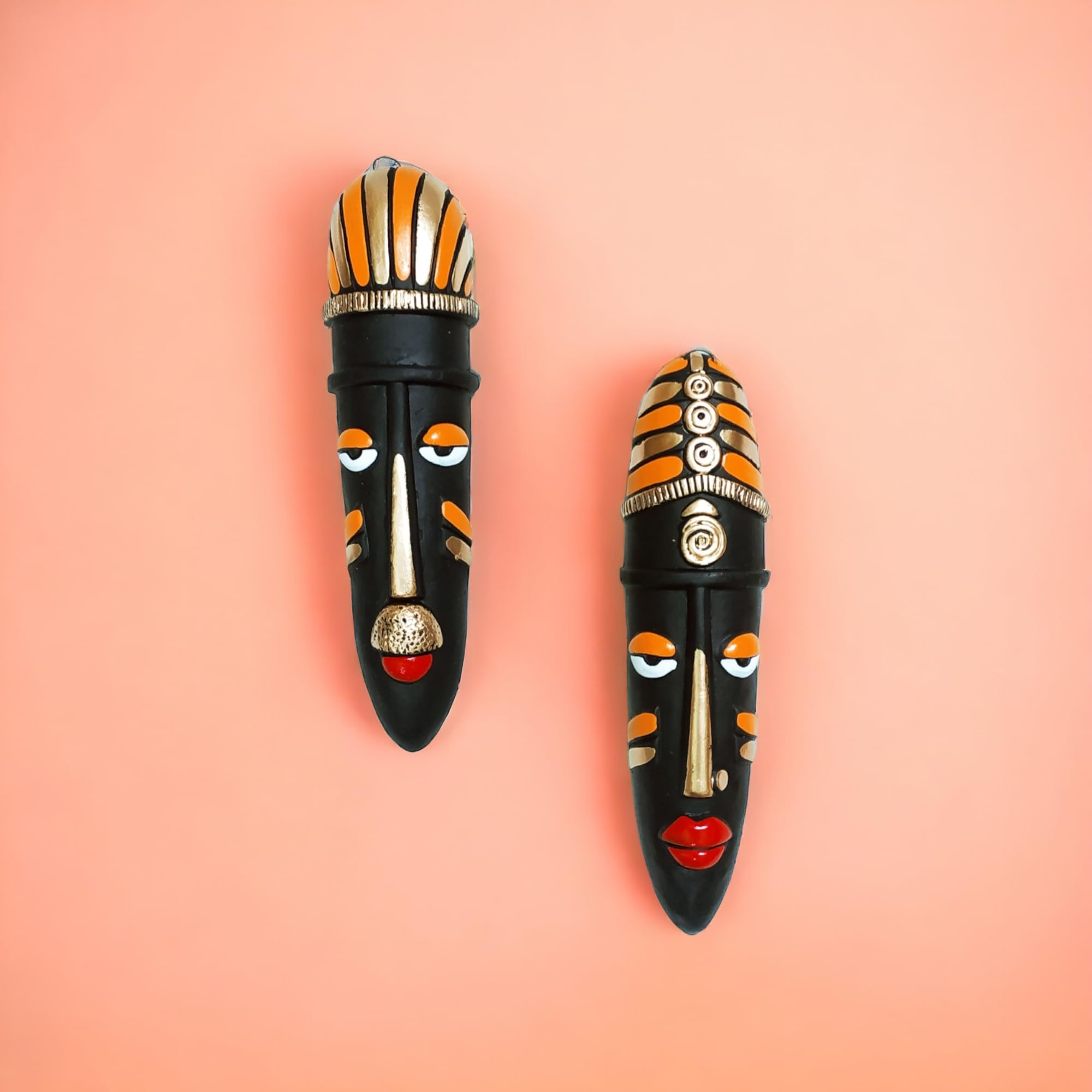 KARRU KRAFFT Tribal Terracotta Mask, Handcrafted Wall Hanging, Home Decor, Adults, Art Enthusiasts, Unisex