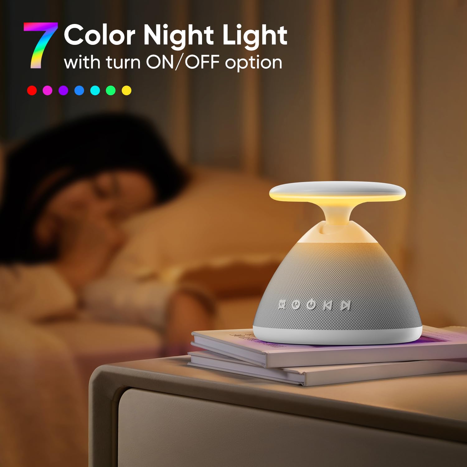 Machine à bruit blanc pour dormir, 50 sons apaisants sans boucle, veilleuse 7 couleurs avec luminosité réglable, minuterie et réveil, contrôle à écran tactile pour bébés, enfants, adultes, maison et