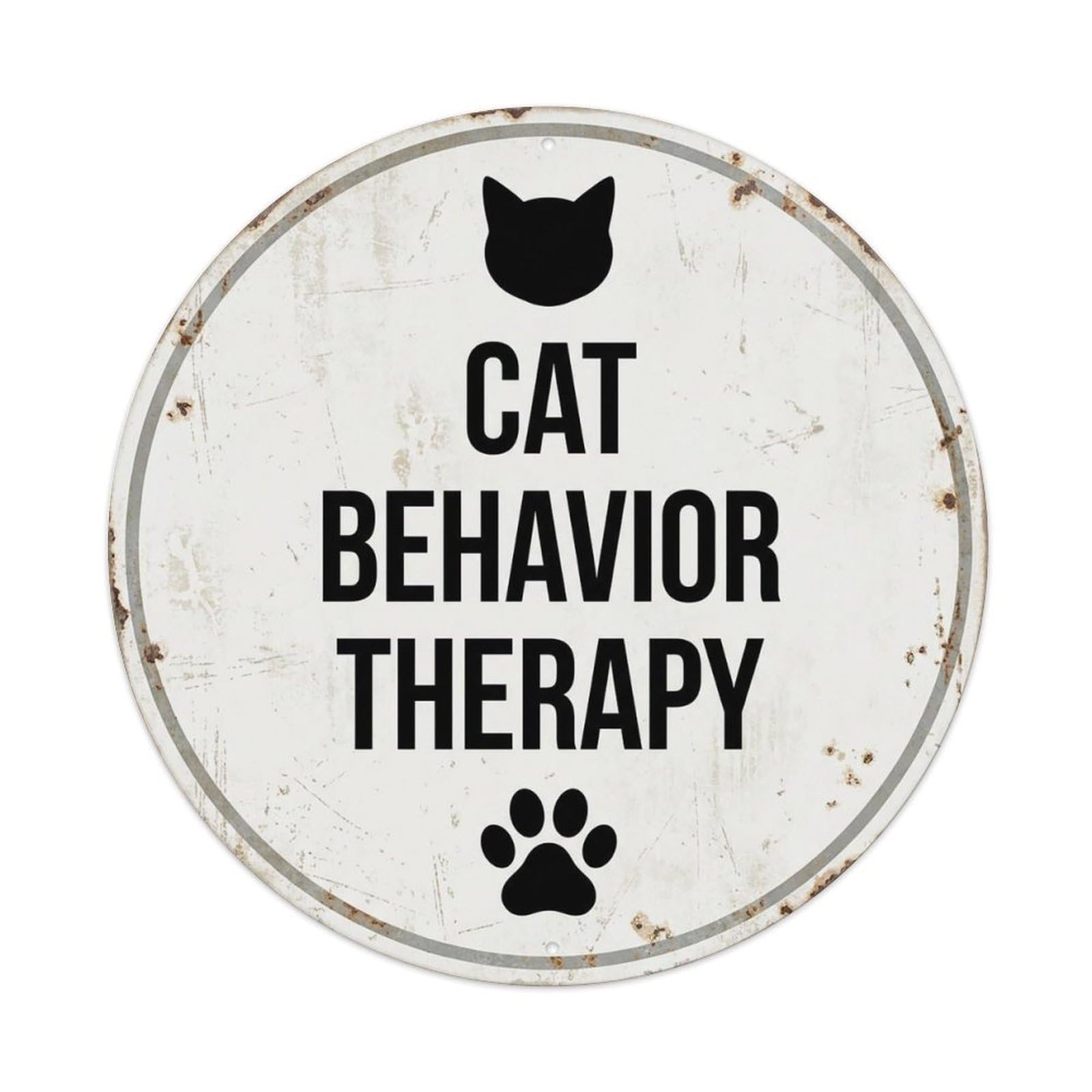 Vintage Cat Behavior Therapy Decor Metal Tin Sign
