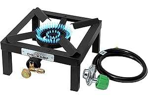 Propane Camp Burner Stove with Angle Iron Base, Regulator and Hose (SA1200)