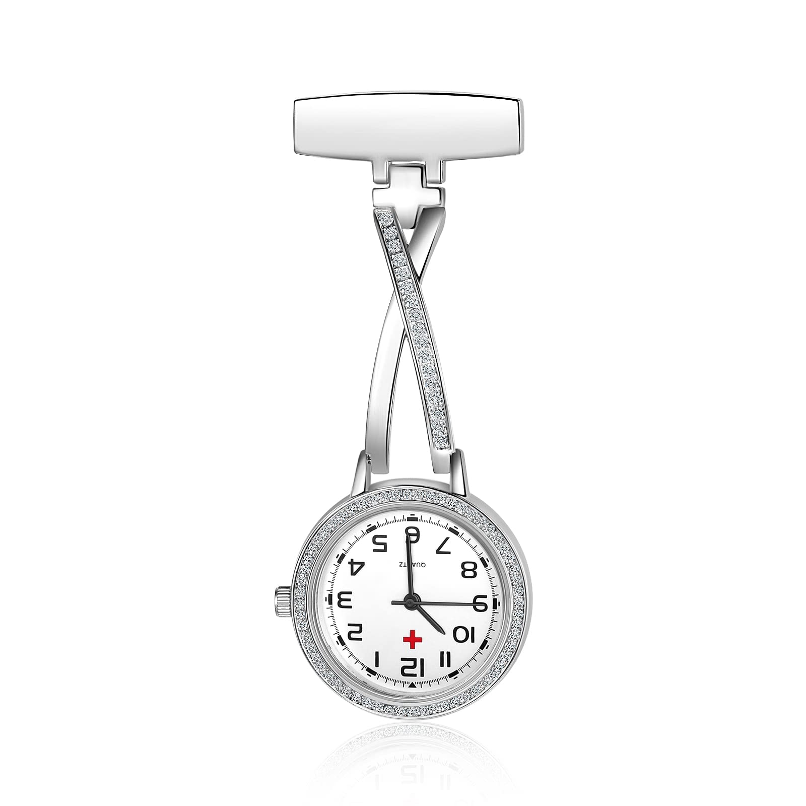ALBERTBAND Montres de Poche Infirmière Personnalisées Montre de Poche avec épingle Nom Montre Infirmière Portable Montre à Quartz Numérique pour la Fête des Mères Noël