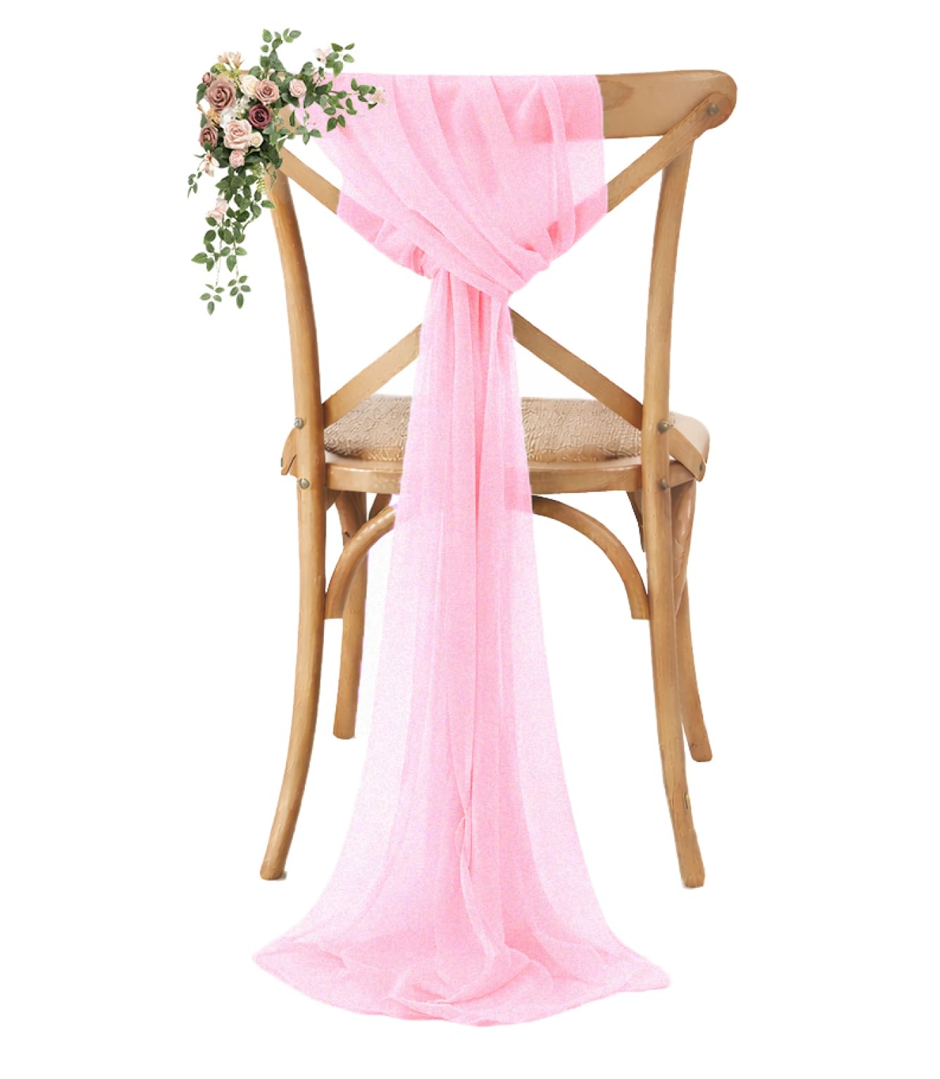VDS Pack of 125, Bubblegum Pink, Sheer Chiffon Chair Sashes Bows Chair Cover back Tie Ribbon for Wedding Birthday Baby Shower Engagement Ceremony Event Party Banquet Restaurant Dining Chair Decoration