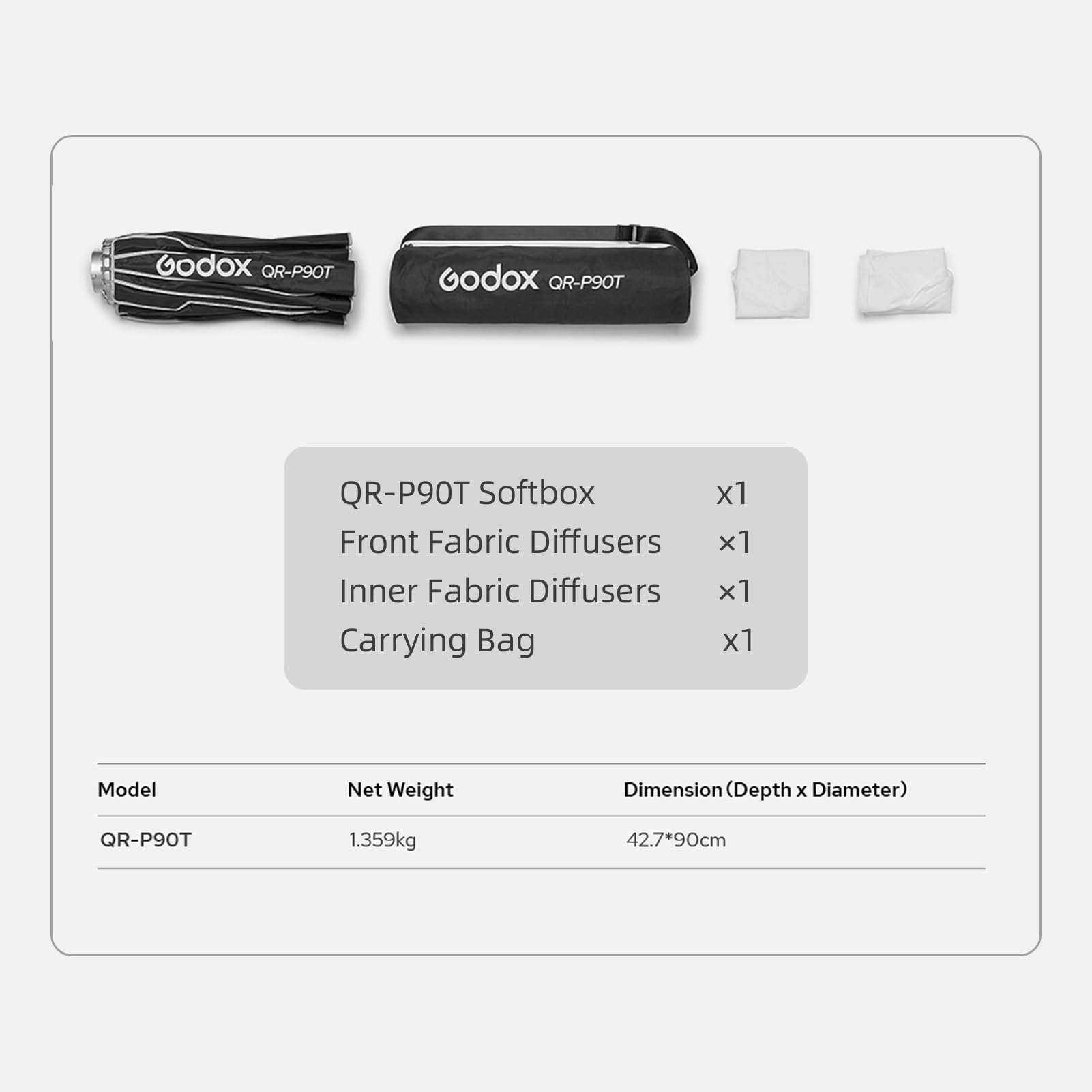Godox QR-P90T Softbox parabolico a sgancio rapido da 90 cm/35,4 pollici Softbox professionale pieghevole con supporto Bowen standard e diffusori per studio fotografico Ritratto Streaming live