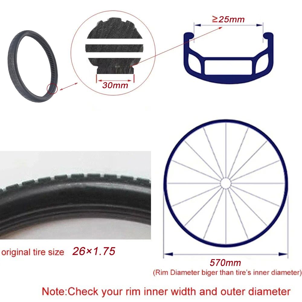 Electric Bike Solid Tire 26x1.75 Inner Honeycomb Bicycle Tire 26 Pollice Tubeless Anti-Puncture Tires