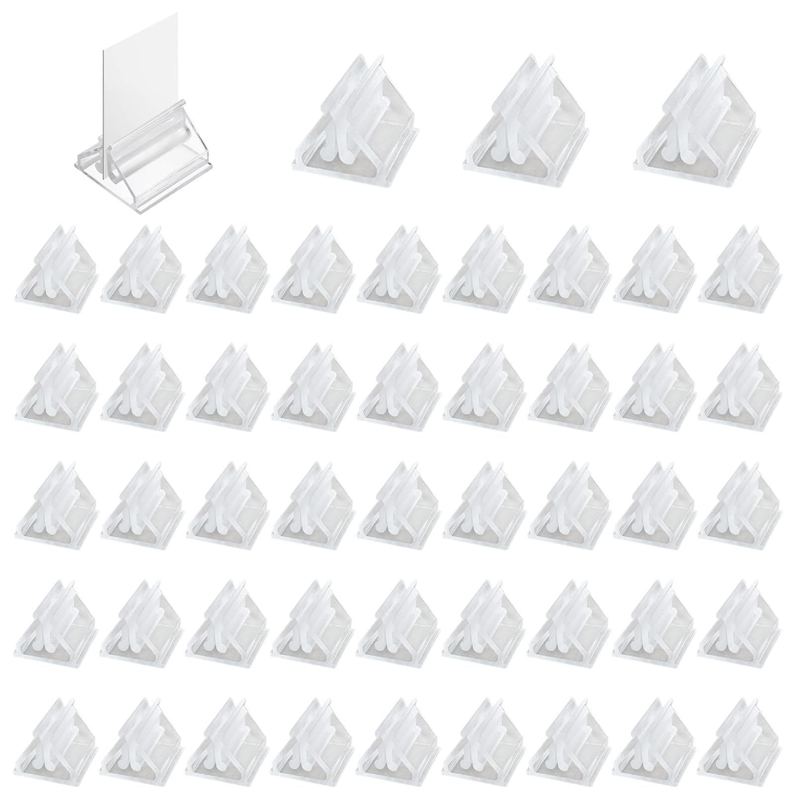 EUPSIIU 48-Piece Clear Name Card Stands - Acrylic Mini Sign Display Holders for Cards Photos, Pictures, Transparent