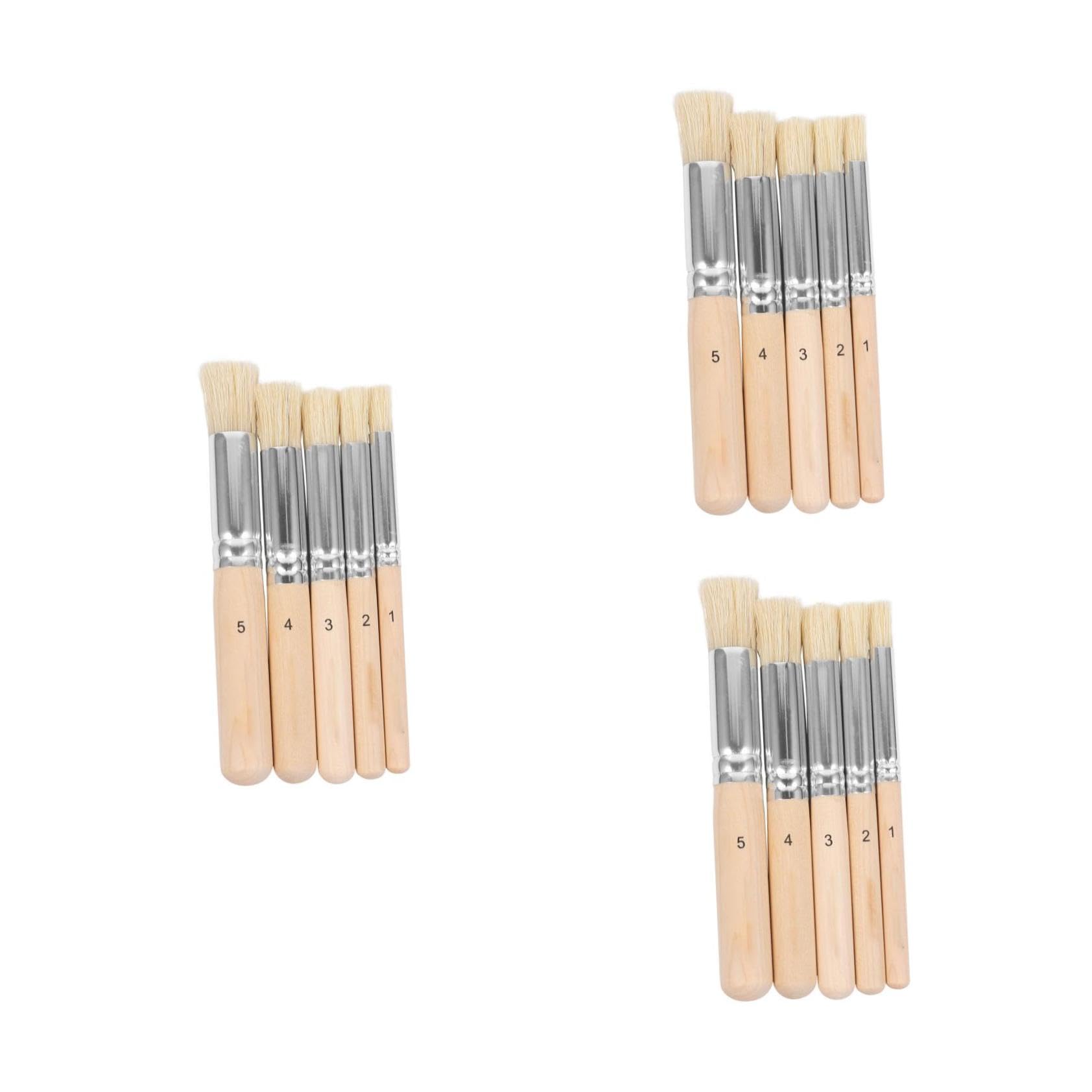 SEWACC 3 Series Pinceles De Natural con Mango De Madera para Y Plantillas para Artistas Y Manualidades 5 Piezas X 3