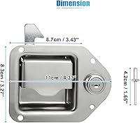 Vista 7 de X AUTOHAUX Pestillo de caja de herramientas para camión con 2 llaves de acero inoxidable para caja de herramientas de repuesto para caja