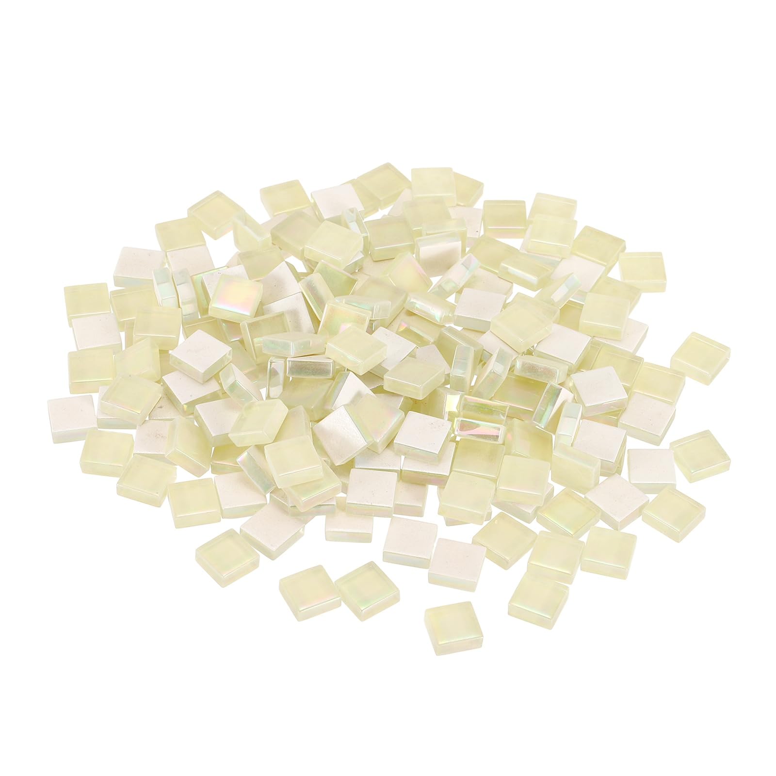 sourcing map Mosaic Tiles, 1 x 1cm Micro Glass Tiny Mini Mosaic Tile DIY Hobbies Handmade Crystal Free Stone Craft Material Creativity (AB Light Yellow Pack of 200)