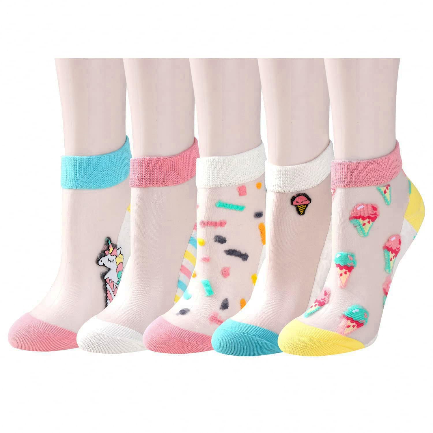 Benefeet Sox Womens Girls Sheer Socks Lace Mesh Ankle Socks Transparent See Through Short Sock Ultra Thin Nylon Summer Sock