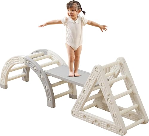 UNICOO Juego de triángulos Montessori Little Heights Pikler 5 en 1 con escalador de arco, rampa de doble cara, balancín de hamaca, juguetes de