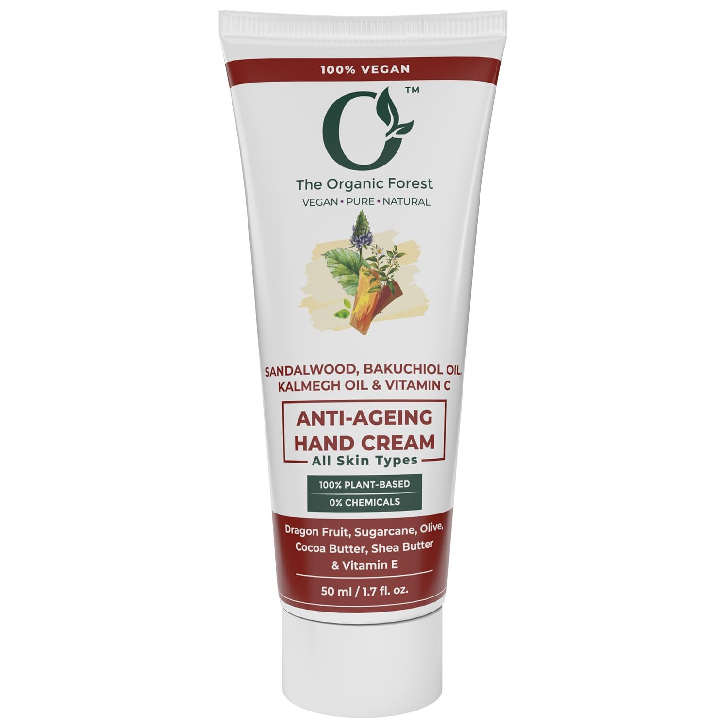 Plant-Based Anti Aging Hand Cream with SPF Protection | Hand Cream for Dry Cracked Hands | Bakuchiol, Dragonfruit, Shea Butter, Sandalwood & Vitamin C for Dry Hands | Wrinkle Help |