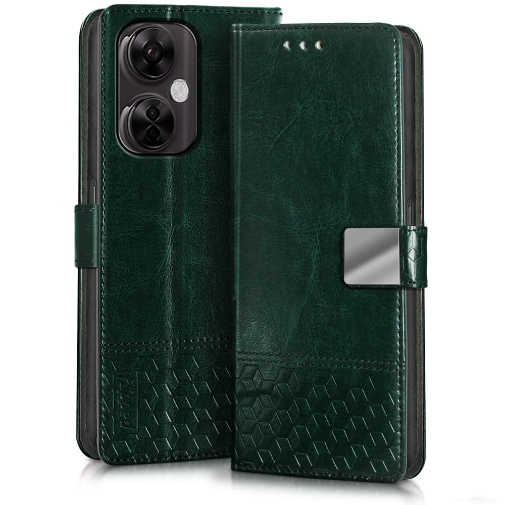 FLIPPED Hand Stitched Honeycomb Dual Design Back Flip Cover Case for 1+ OnePlus Nord CE 3 Lite 5G (Shock Proof | Leather Finish | Wallet Case Card Holders & Stand) - Tanned Green (B0CH37Y9WT) Amazon Price History, Amazon Price Tracker