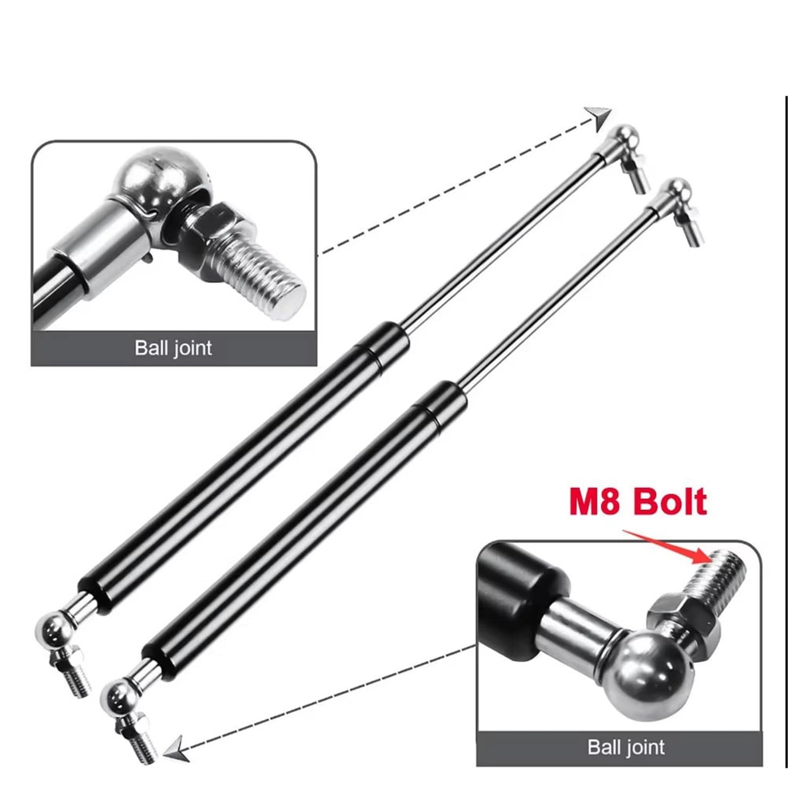 Verin Hayon 300N 300 350 400 450 500 550 600mm Barres Jambe Force À Gaz Support Ressort Entretoises Voiture Caravanes Portes Hayon Bateau Bus Verin Arriere(500mm-19.7in)