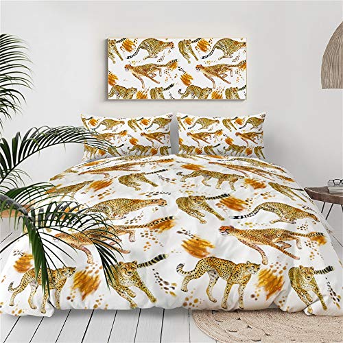 Wwzz The Cheetahs Pattern, Bedding Set 3Pcs, Duvet Cover Set With 2 Pillowcase For Kids Adult, Soft Microfiber,Au Queen #TOP2