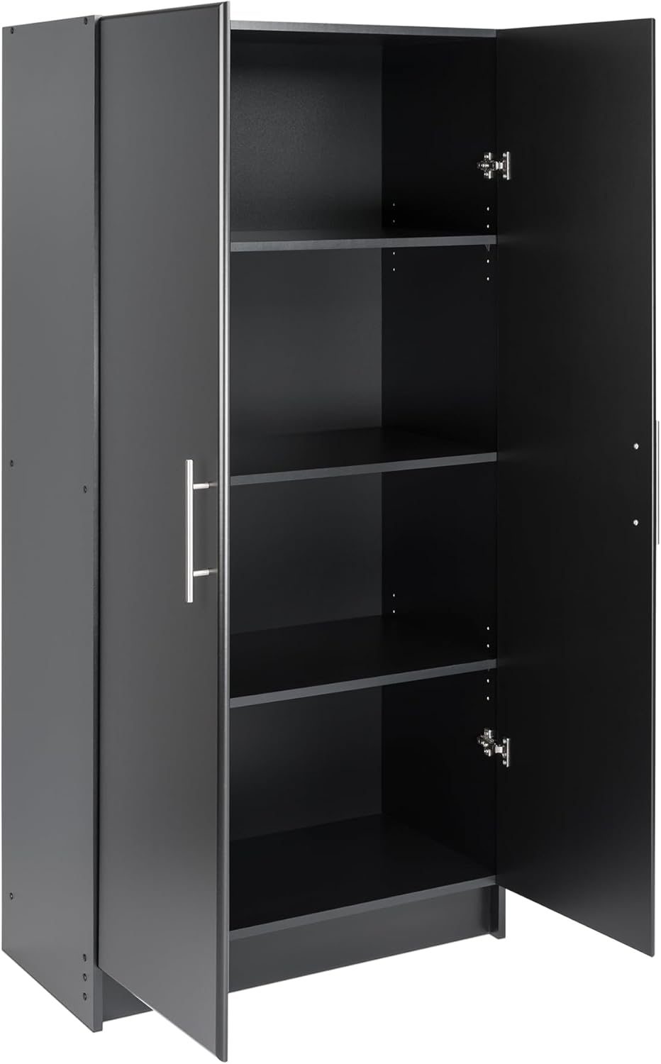 Sleek Black Living Room Cabinet with Adjustable Shelving