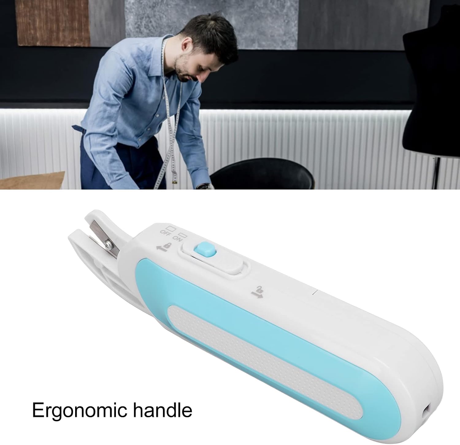 Cordless Electric Scissors — Dual Power Battery & USB, Safety Cover Included | Cuts Fabric,Leather,Felt,Cardboard | Left & Right Handed | Portable Electric Fabric Cutter for Sewing Crafts 6.5 x 1.6in