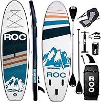 Vista 8 de Roc Tabla de remo inflable con accesorios de tabla de remo de SUP de alta calidad, diseño amplio y estable, cubierta antideslizante y cómoda