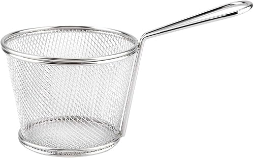 Miniatura 7 de Mini cesta para freír papas fritas, cesta de malla de alambre de acero inoxidable de 4 pulgadas para el hogar, cocina, colador de alimentos, papas
