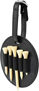 1 PC Golf Tee Organizer Bag + 5 PCS Tee, Golf Tee Inserts, Luxury Leather Gifts for Golfers Men and Women(Black)