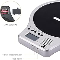 Vista 4 de EX Juego de tambor electrónico de práctica, almohadilla de práctica digital 2 en 1 con metrónomo LCD, soporte, bolsa y baquetas, juego