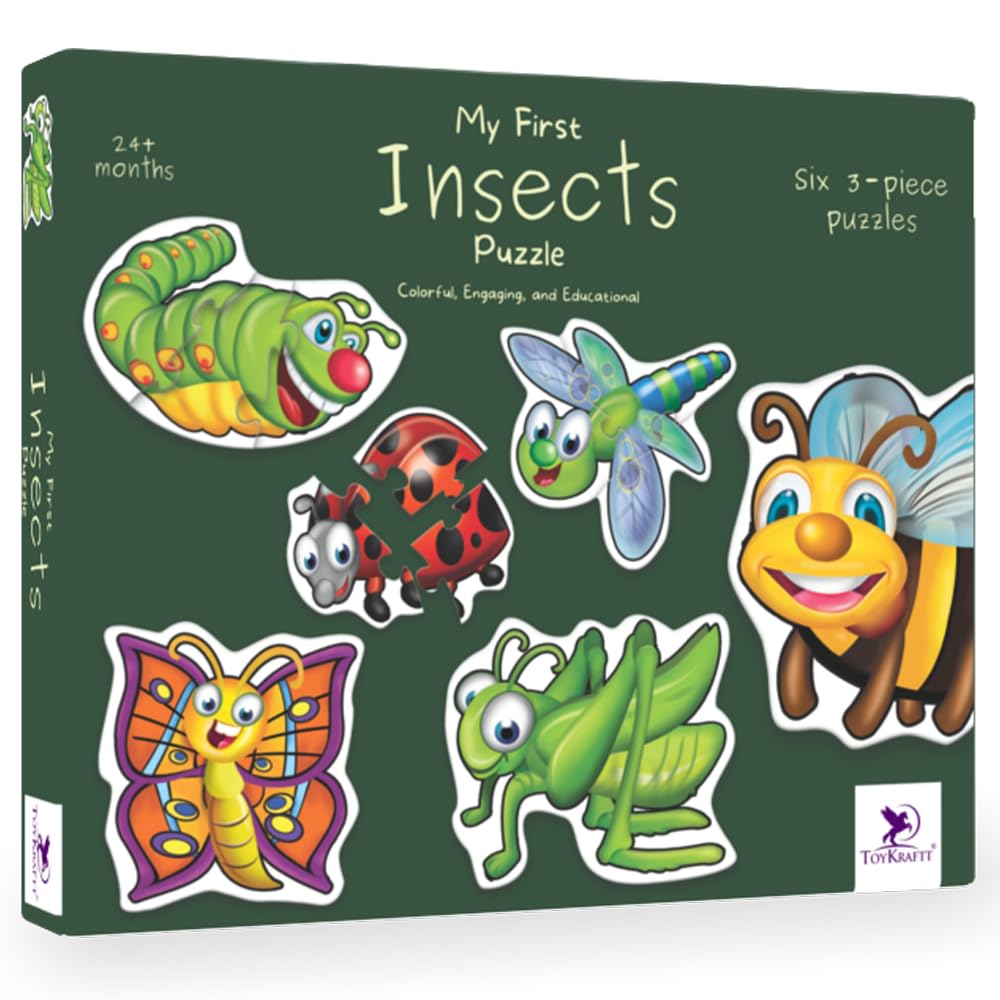 TOYKRAFTT Toddler Puzzles Set - 3 Piece Kids Puzzle for 2-3 Years, Educational Jigsaw Puzzle | My First Insects Puzzles (B07PXM26HT) Amazon Price History, Amazon Price Tracker