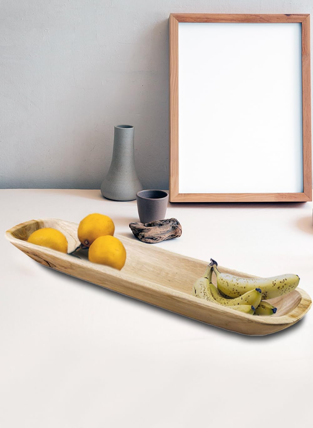 Serene Spaces Living Rectangular Natural Wood Tray – Elegant Centerpiece & Versatile Organizer for Home, Office, Event Decor, 24" Long & 5.5" Wide