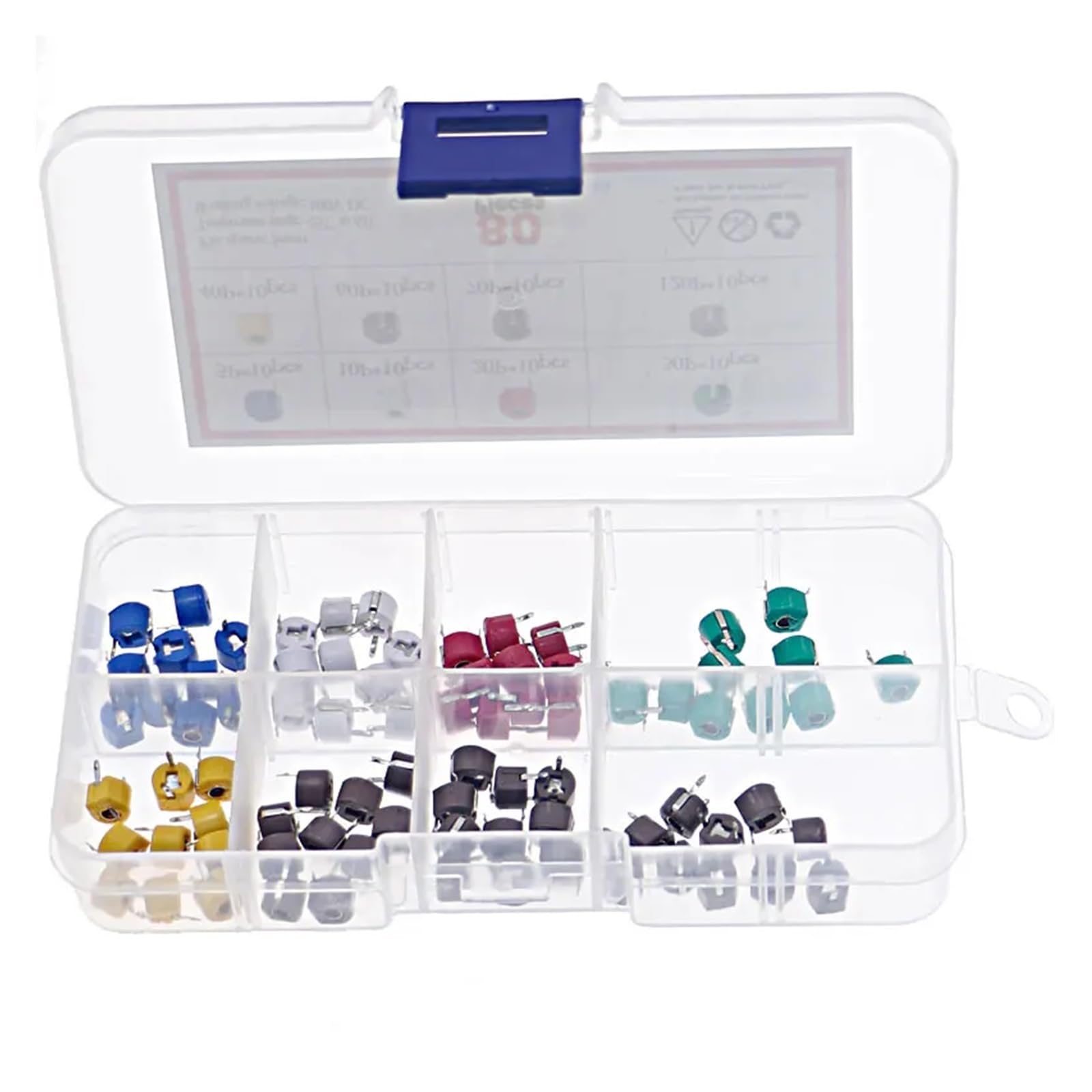 Condensateur variable ajustable 6mm kit assortiment 80 pièces de 5pF à 120pF pour PCB
