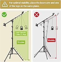 Vista 7 de TONOR Microphone Stand with Tablet Holder, Tripod Boom Arm for Floor, Adjustable Height and Angle, Heavy Duty Stand with Carrying Bag, Smartphone