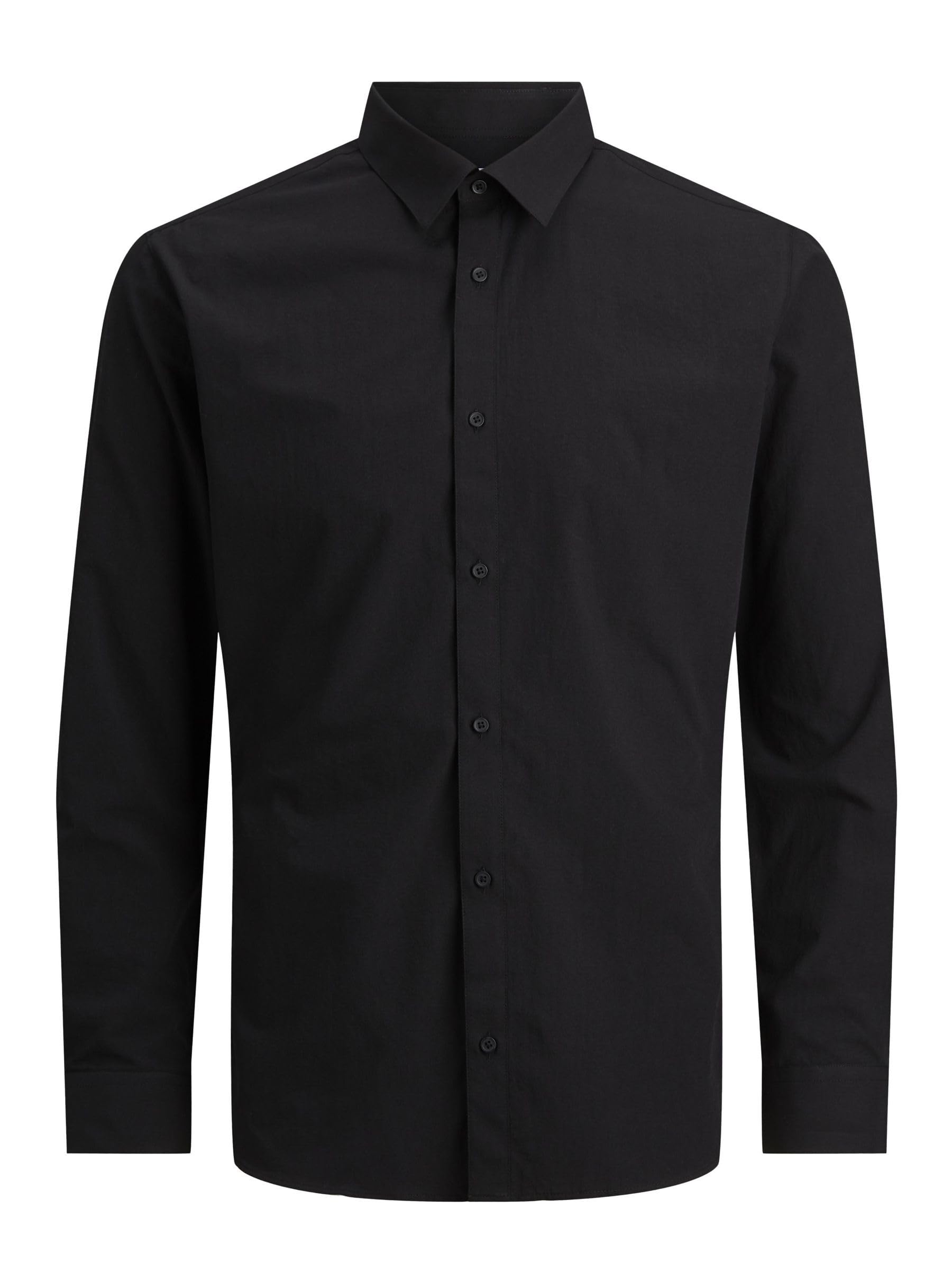 JACK & JONES JJJOE Shirt LS Plain, Black, XS
