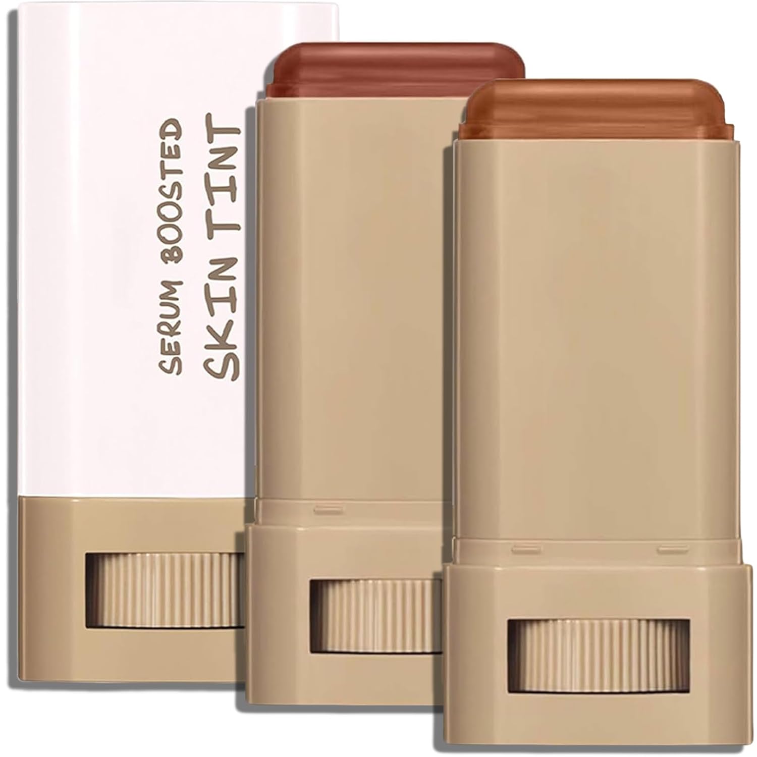 Beauty Balm Serum Boosted Skin Tint, Lightweight Solid Tinted Hydrating Serum Foundation Contour Stick for Women, Sheer to Medium Coverage, Radiant & Dewy Finish for Face Makeup (#02 03)