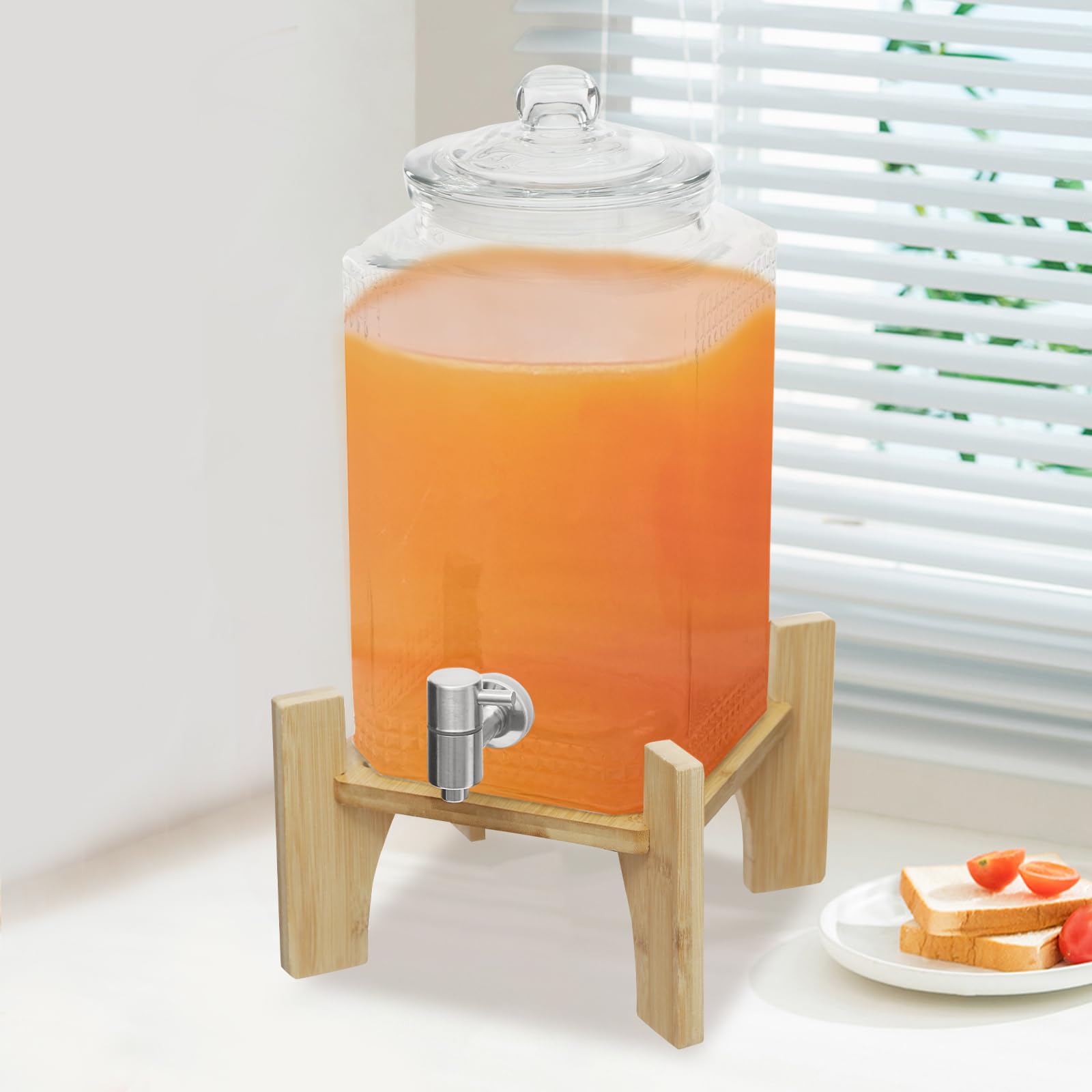Dispenser di bevande in vetro con rubinetto, distributore di succhi d'acqua, capacità 5 litri per teiera alla frutta per la preparazione di tè freddo, limonata e succhi di frutta