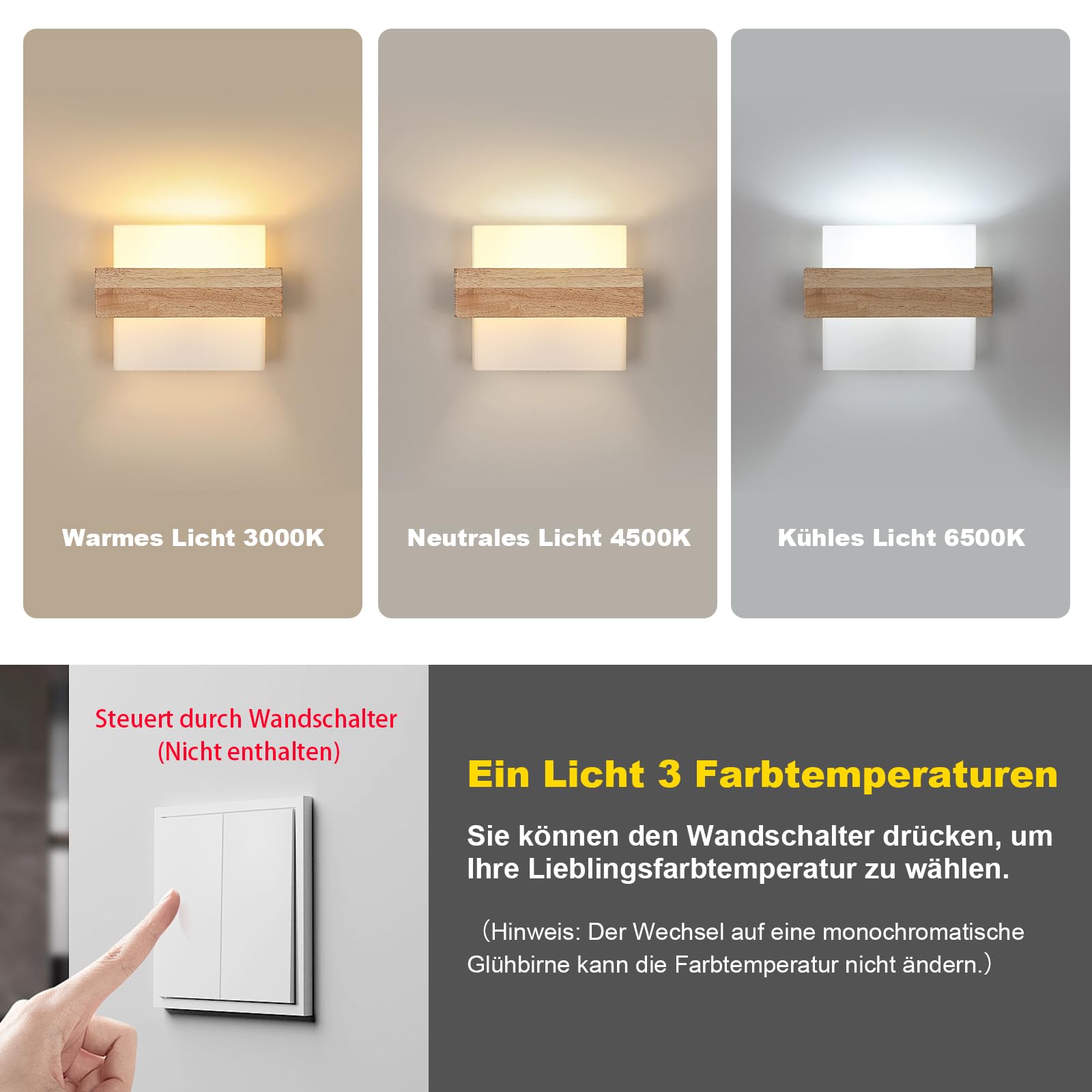 Toolight Wandleuchte Glas Breit Braun E27 Treppe Schlafzimmer 22cm