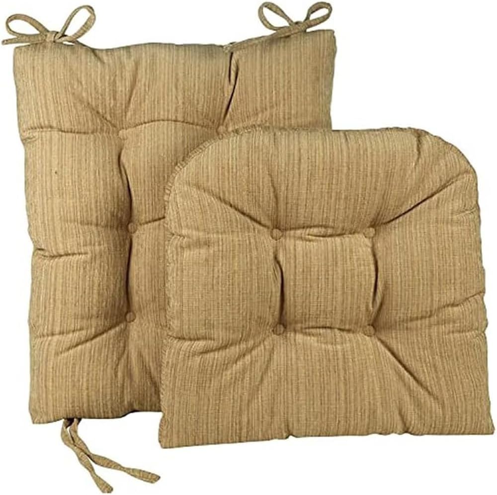 Klear Vu The Gripper Non-Slip Rocking Chair Cushion Set with Thick Padding, Includes Seat Pad & Back Pillow with Ties for Indoor Living Room Rocker, 17x17 Inches, 2 Piece Set, Sand