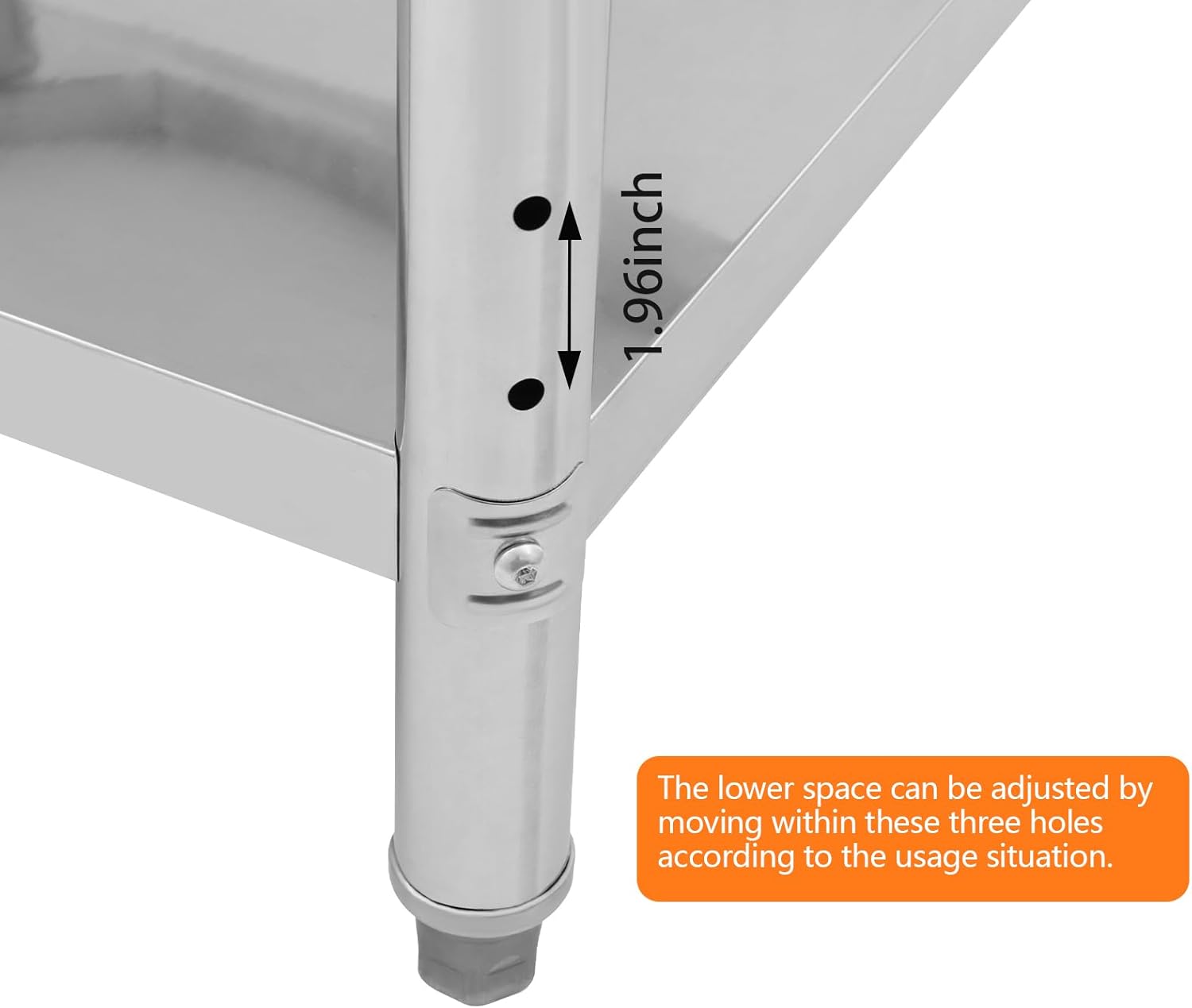 Stainless Steel Work Table, 24x30x26 Inch Commercial Prep Table with 200 lb Top & Storage Shelf, Backsplash & Adjustable Feet for Kitchen Restaurant Garage