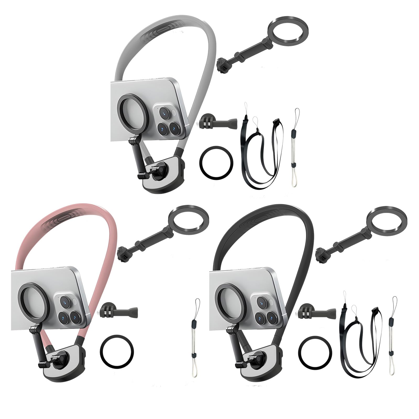 Soporte para teléfono con Banda para Cuello de Silicona, Gray
