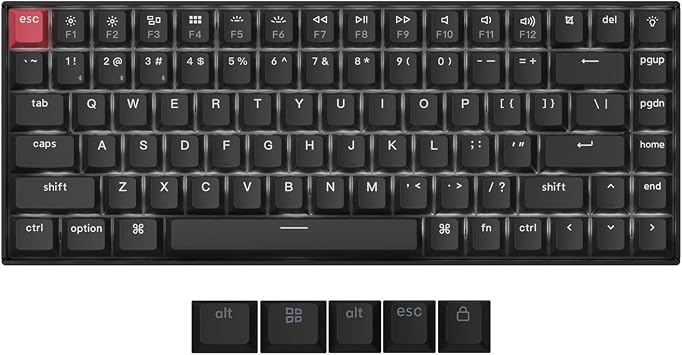 Keychron K2 QMK Wireless Mechanical Gaming Keyboard, 75% Layout with Super Red Switch, White LED Backlight Rechargeable Wired Bluetooth Professional Office Keyboard for Mac/Windows, Version 3
