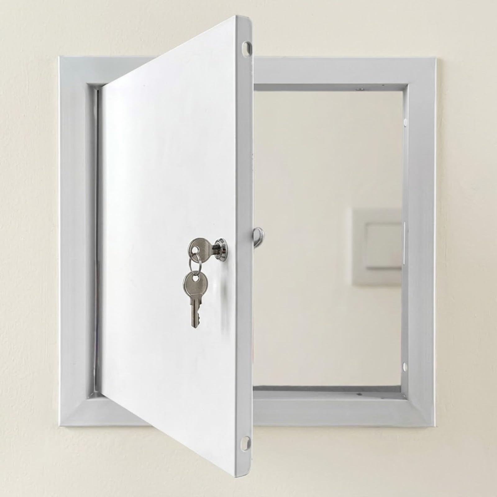 Aluminium Access Panel 300x300mm, Lockable Inspection Hatch for Wall & Ceiling, Flush Fit Revision Door for Plumbing & Electrical, Secure Metal Cover(White,60x75cm)