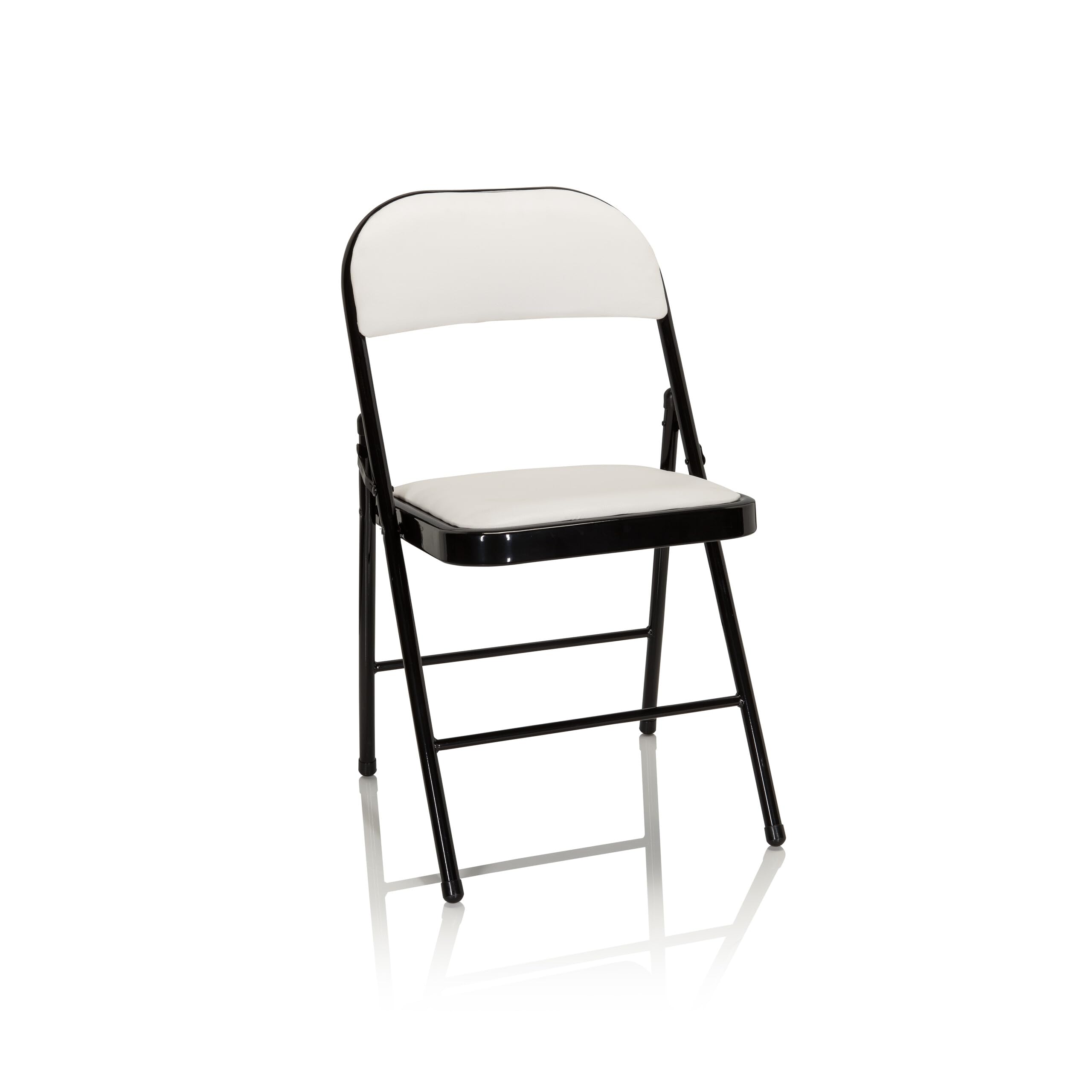 hjh OFFICE 803001 Silla Plegable con Estructura De Metal TUDELA Piel Sintética Blanco, Silla De Conferencia Acolchada, soporta hasta 130 kg, Silla De Eventos