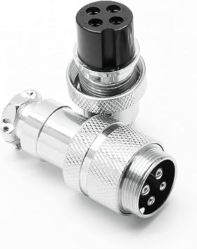 2 Sets Aviation Connector 4P 10A GX20-4 Waterproof Metal Male Female Wire Panel Power Chassis Fittings Connector Aviation Plug Silve