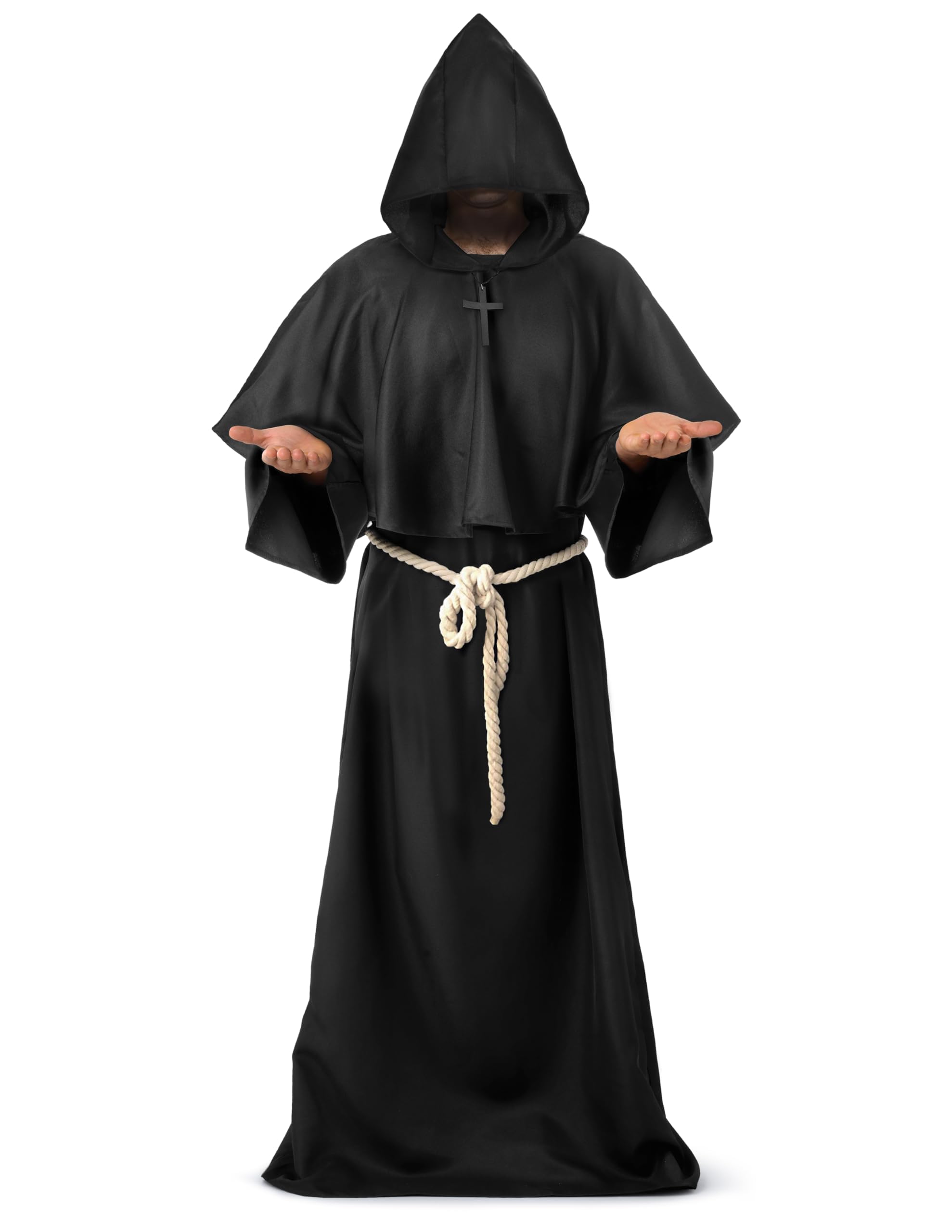 Disfraz De Monje O Sacerdote Con Capucha Y Túnica – Traje Medieval Renacentista Para Halloween Y Cosplay Adulto