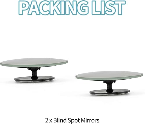 Miniatura 6 de PSLER Espejo de punto ciego convexo redondo de 2 pulgadas, sin marco, 360 de gran angular con parte trasera autoadhesiva para automóvil, SUV y