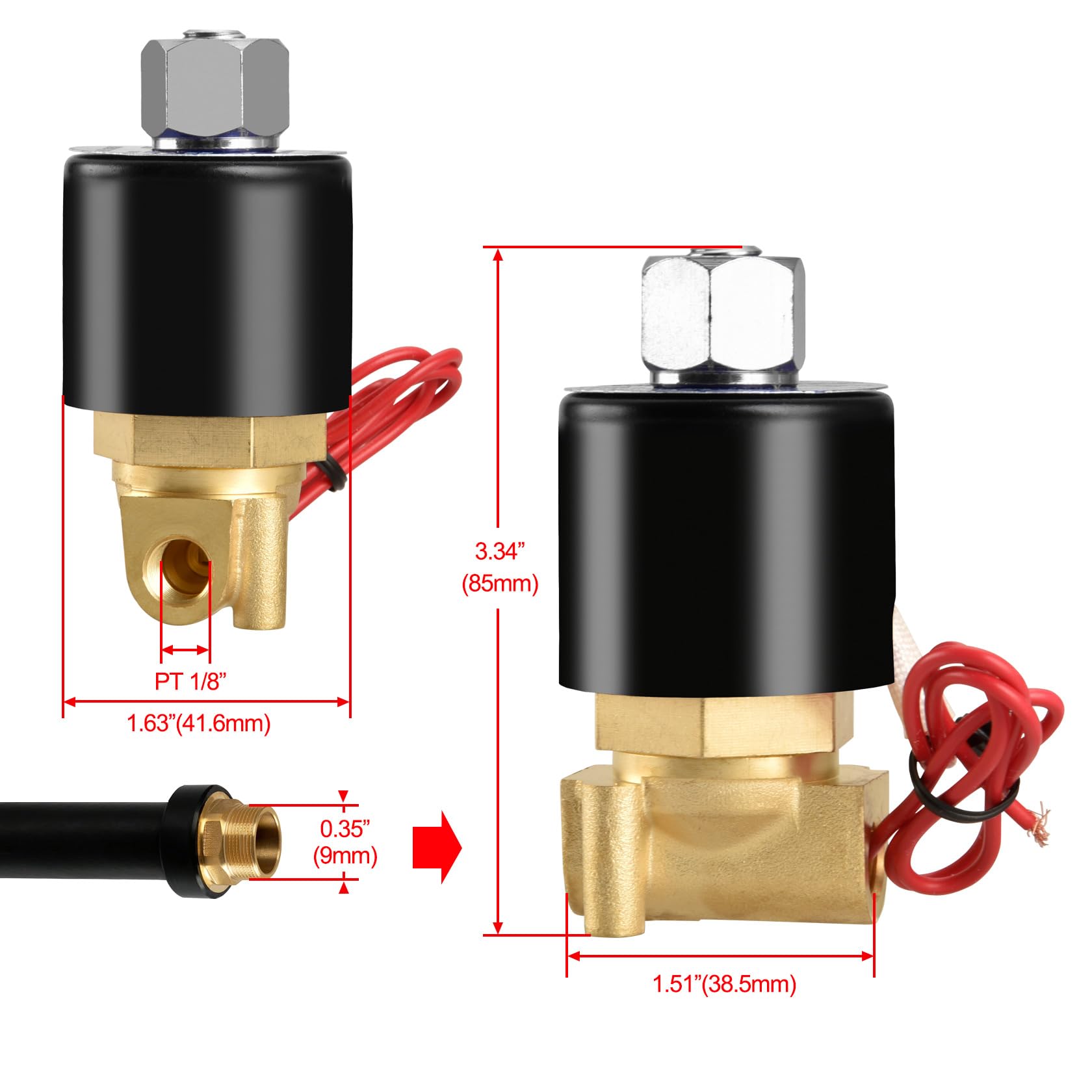 U.S. Solid Solenoïdeklep - 1-1/2 12V DC messing elektrische solenoïde